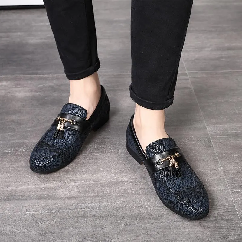 Luxury Tassel Snakeskin Pattern Leather Shoes