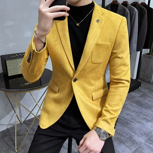 Men Casual Slim Blazer Hombre Suit