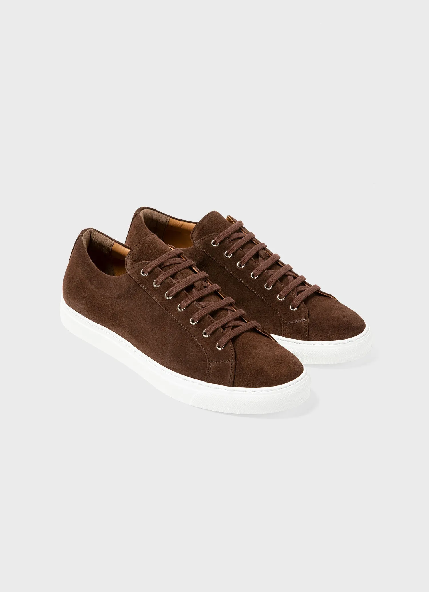 Men's Suede Tennis Shoe in Dark Walnut