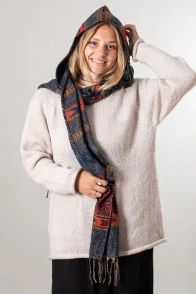 Mila Hooded Buta Blanket Scarf