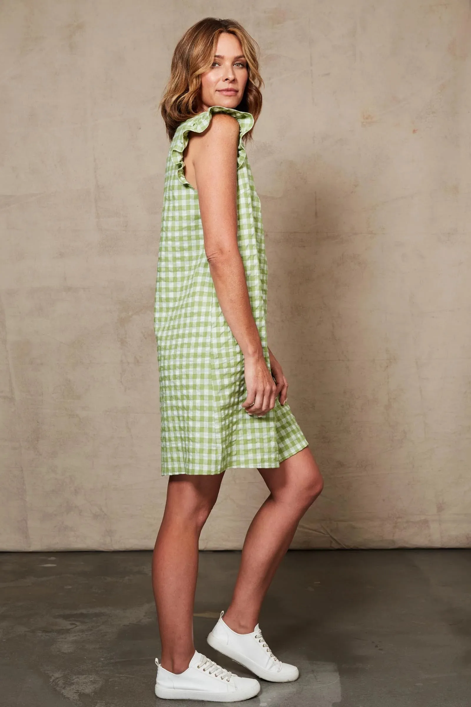 Mimosa Frill Dress (Evergreen)