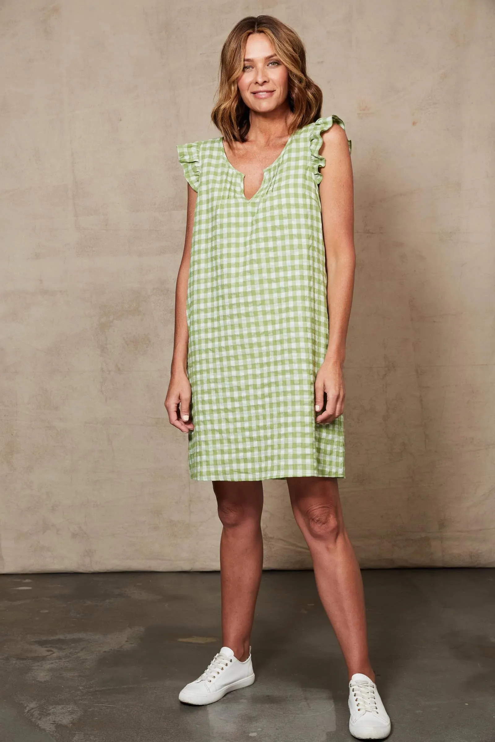 Mimosa Frill Dress (Evergreen)