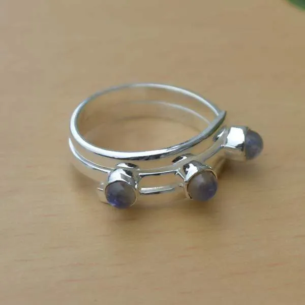 Misty Rainbow Moonstone Gemstone Ring, 925 Sterling Silver Ring, Bezel Set June Birthstone Gift Ring, Solid silver Band Ring Jewelry, Nickel Free, Handmade Jewelry