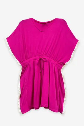 Modal Swim Coverup - Fuschia Ivory Trim