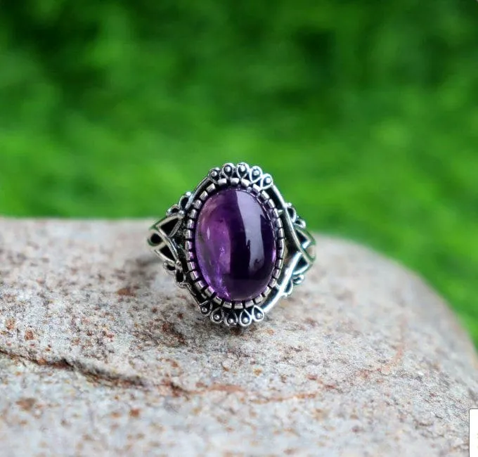 Natural Amethyst Designer 925 Sterling Silver Handmade Ring