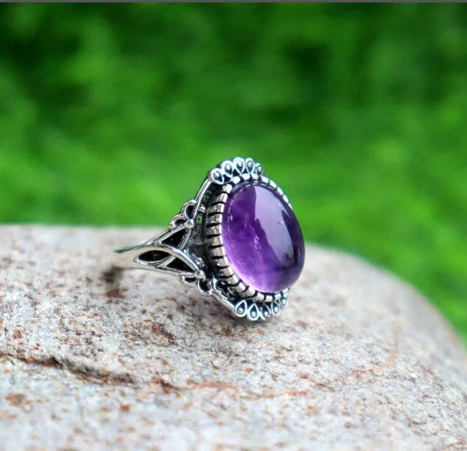 Natural Amethyst Designer 925 Sterling Silver Handmade Ring