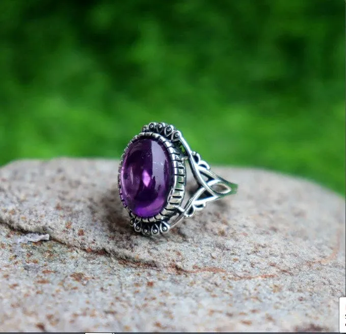 Natural Amethyst Designer 925 Sterling Silver Handmade Ring