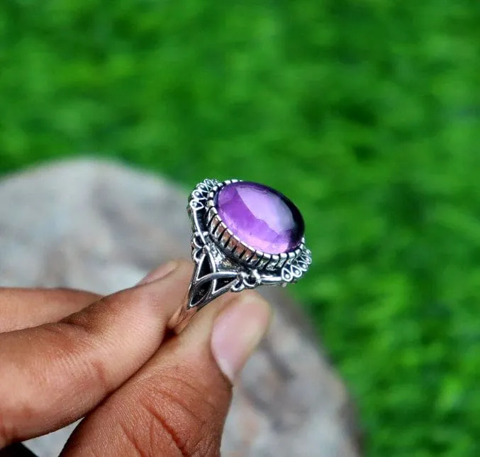 Natural Amethyst Designer 925 Sterling Silver Handmade Ring