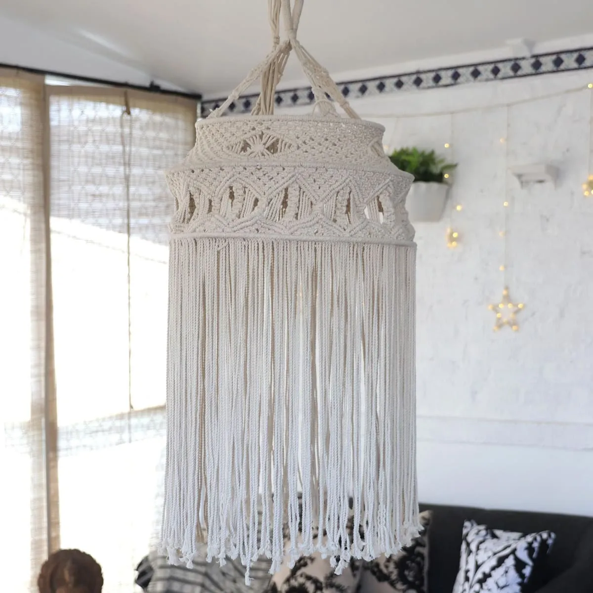 Novica Boho Delight Macrame Cotton Chandelier