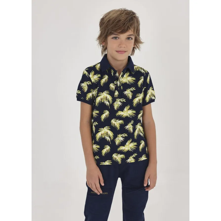 Nukutavake Short Sleeve Palm Tree Polo _Navy 6104-40