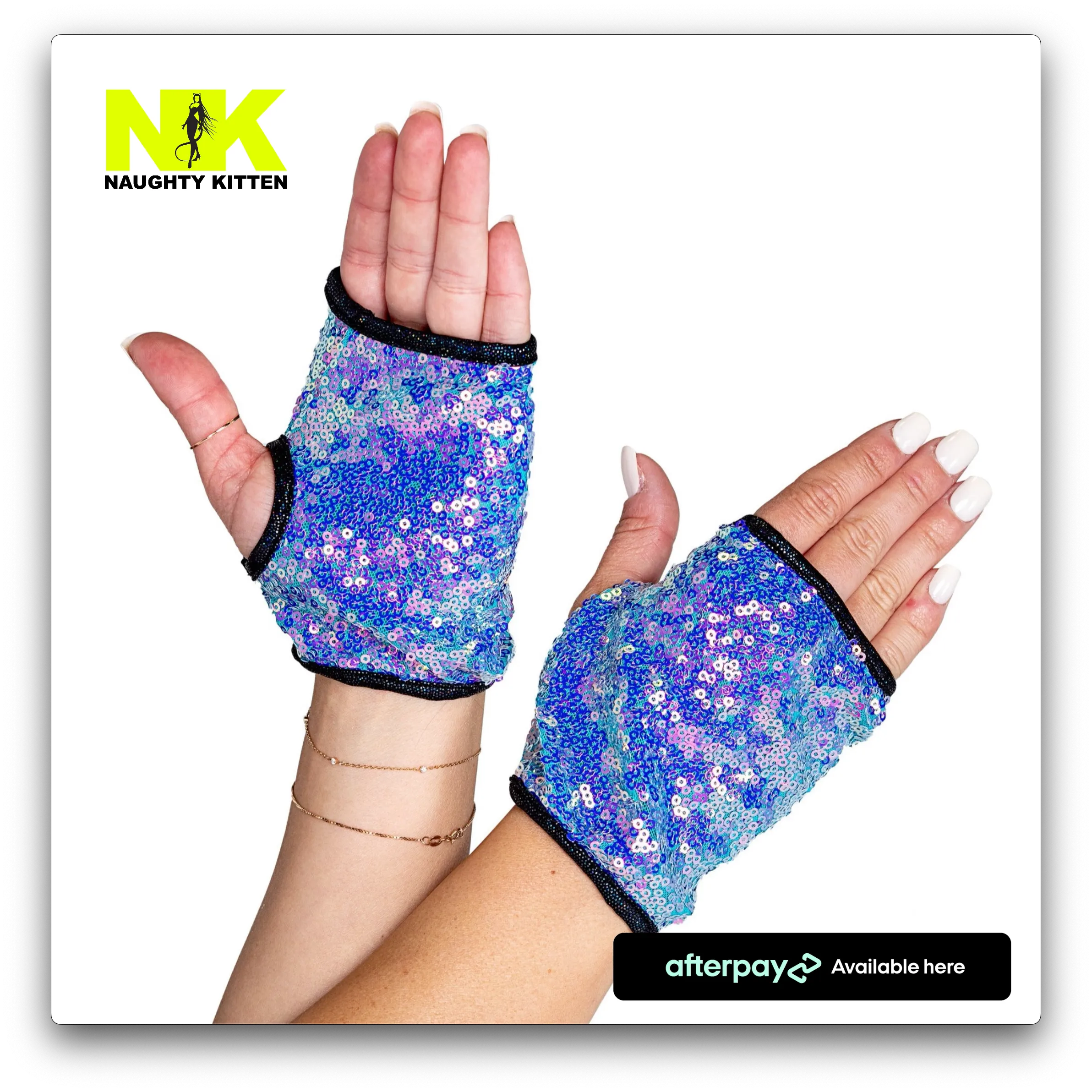 Open Finger Sequin Gloves