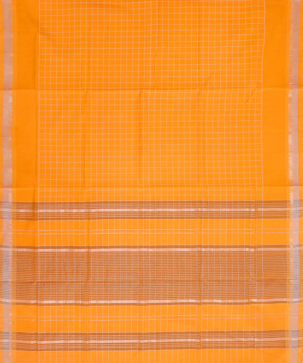 Orange checks handwoven rajahmundry cotton saree