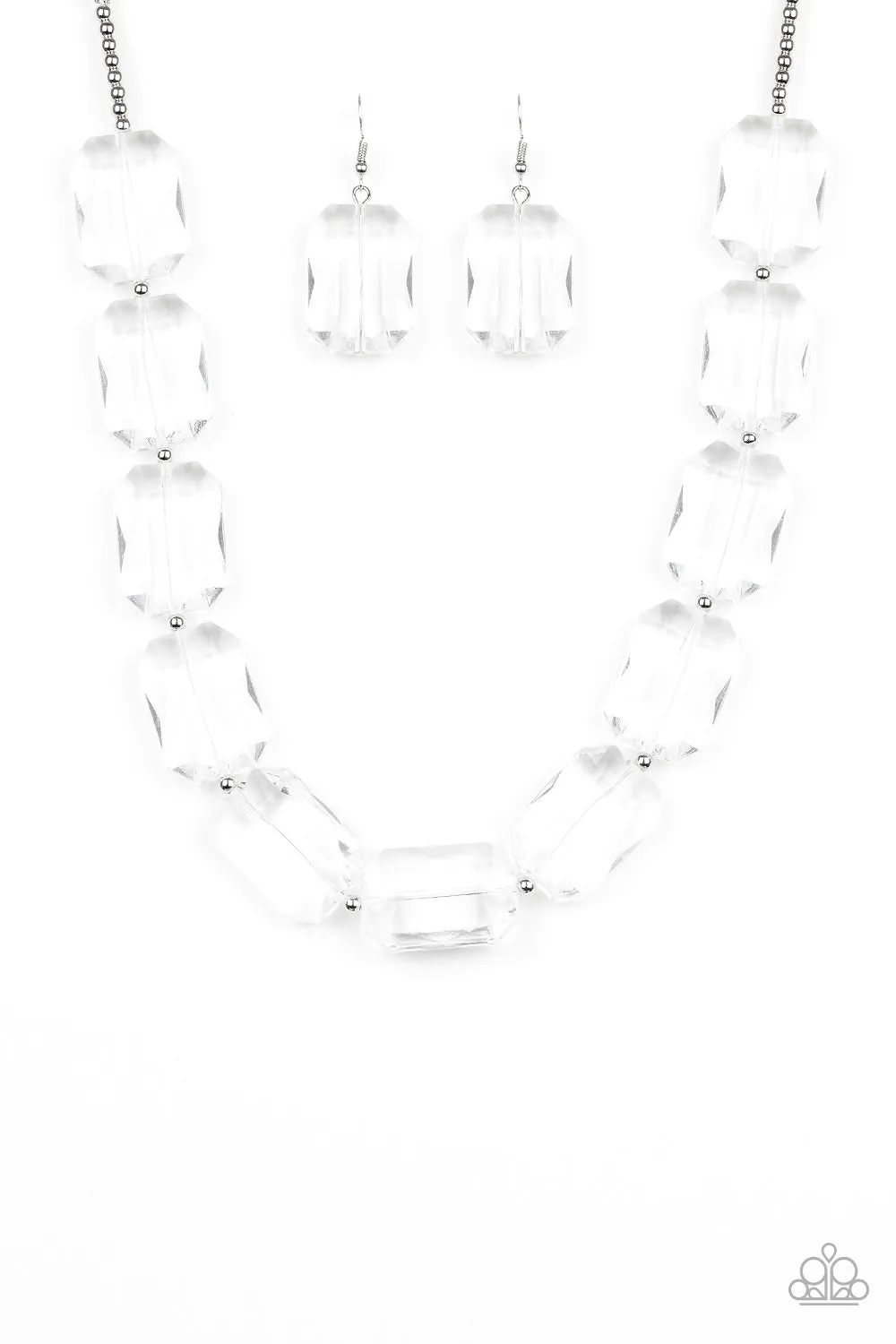 Paparazzi The ICE President White Necklace Set