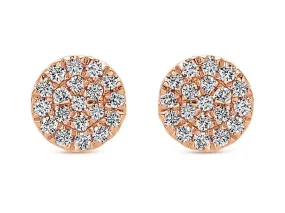 Pavé Diamond Cluster Stud Earrings in 14K Rose Gold