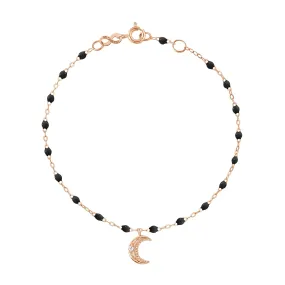 Petite Moon Classic Gigi Black diamond bracelet, Rose Gold, 6.7"