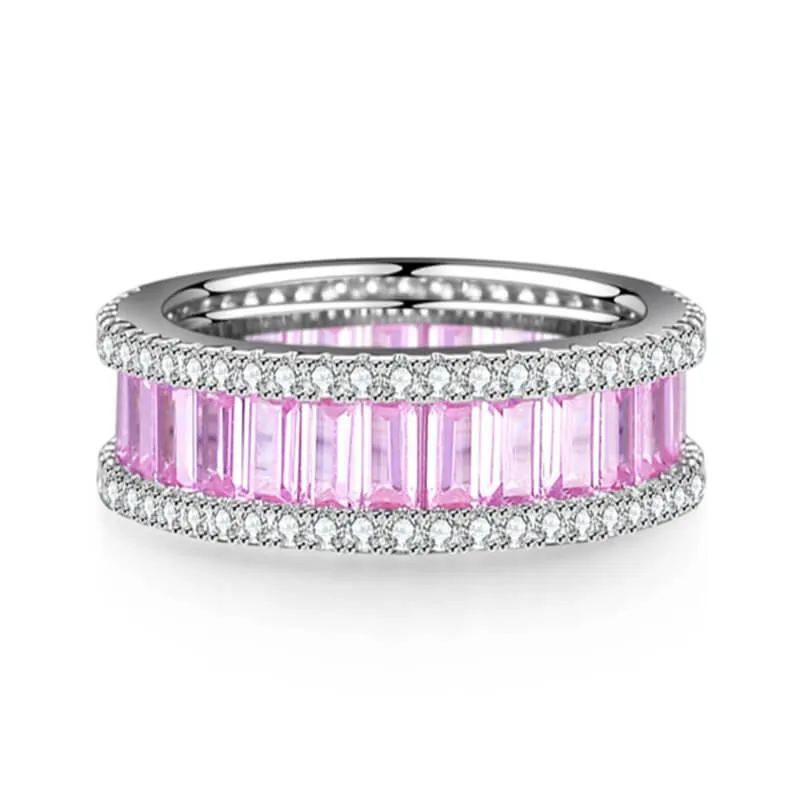 Pink 925 Sterling Silver Ring for Women with Cubic Zirconia