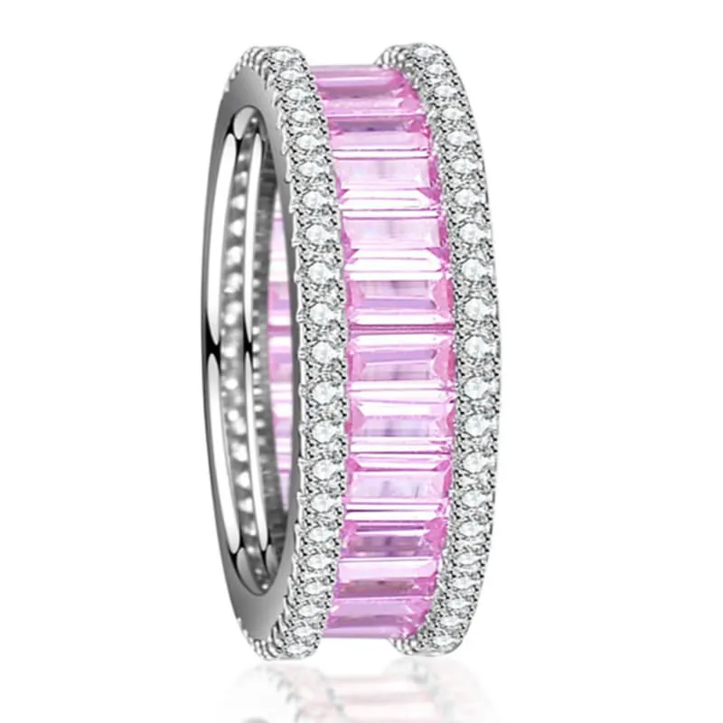 Pink 925 Sterling Silver Ring for Women with Cubic Zirconia