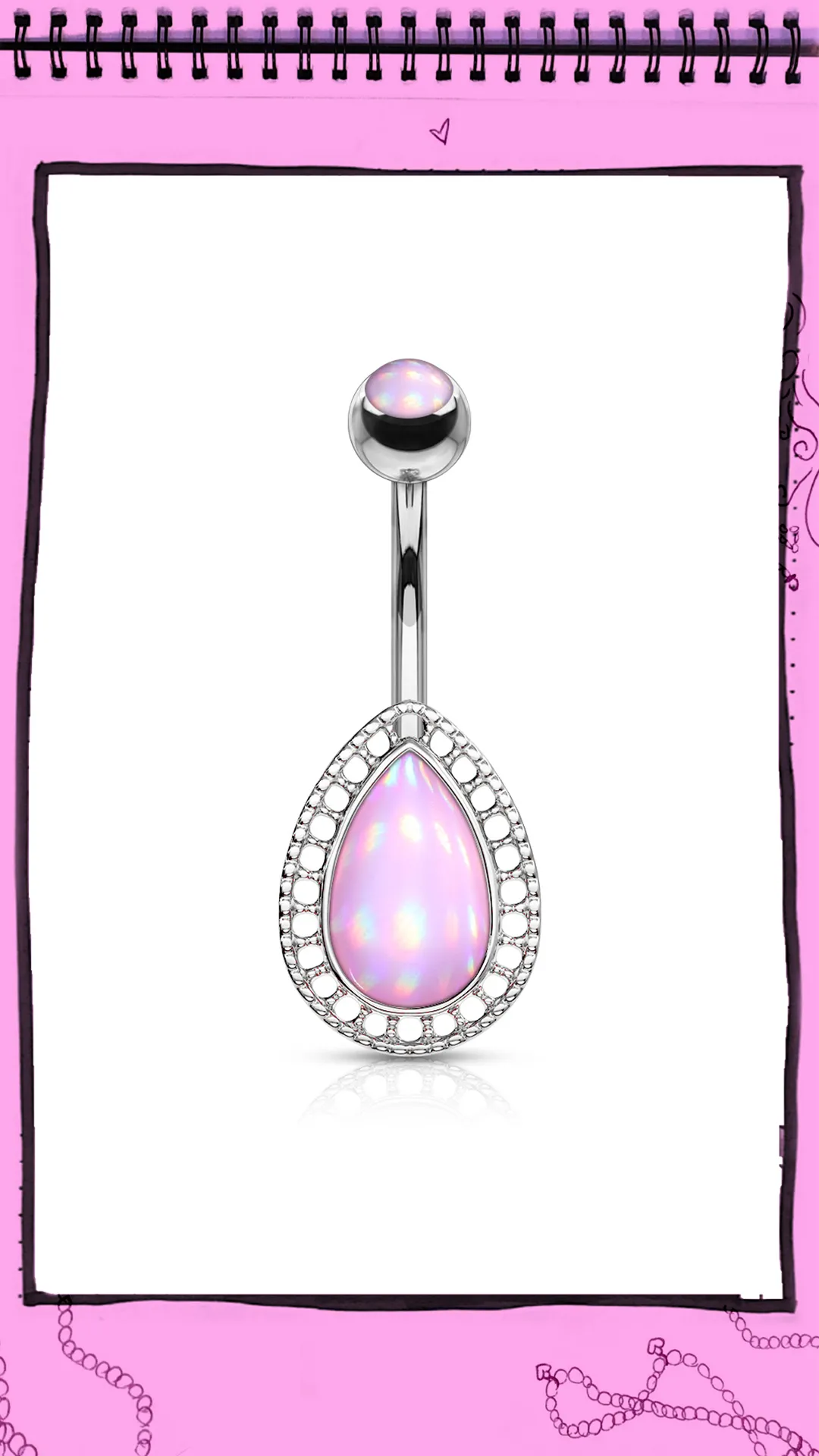 Pink Cinderella Tear Belly Ring