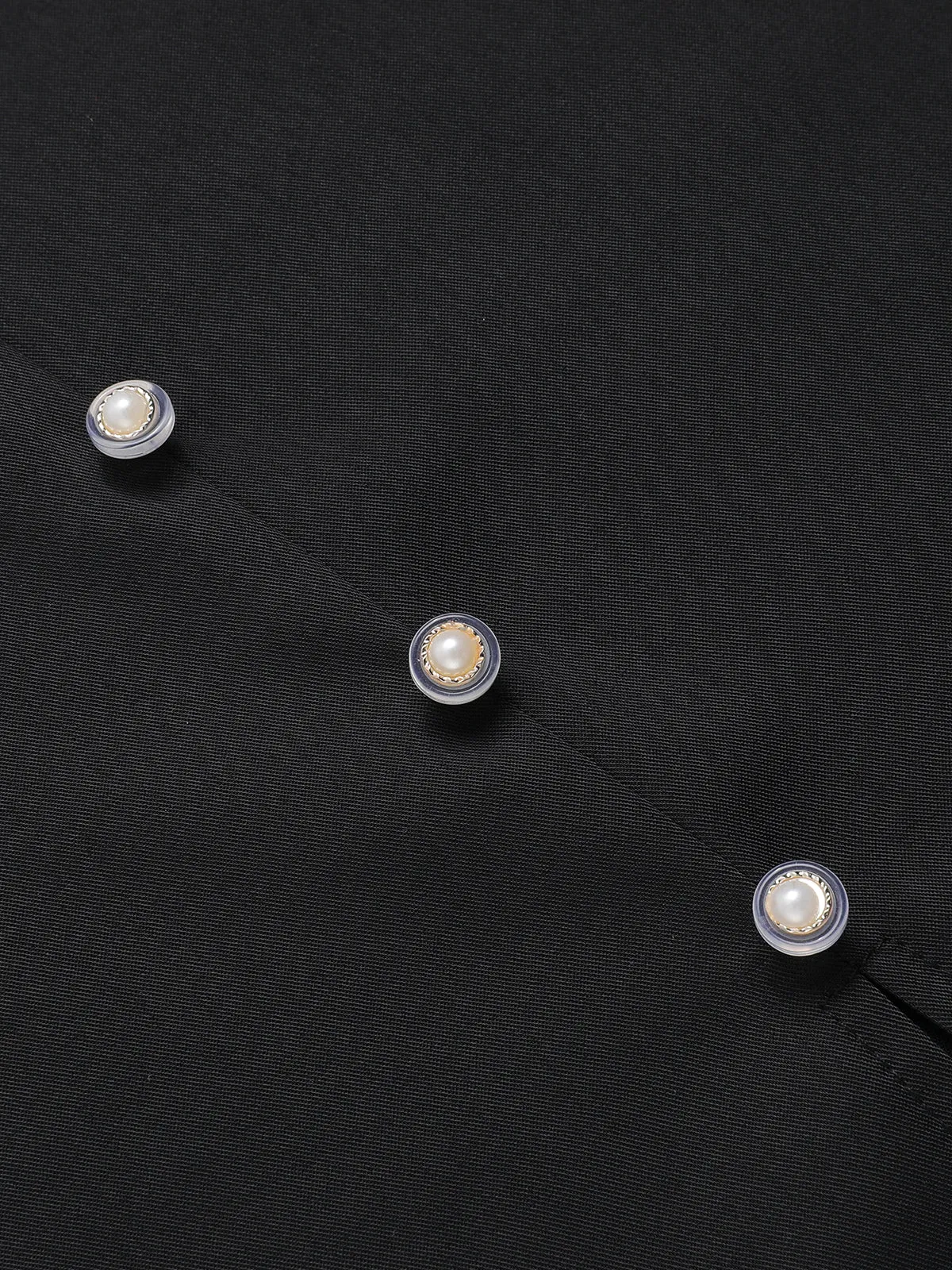 [Pre-Sale] Black 1960s Solid Pearl Buttons Suspender Dress