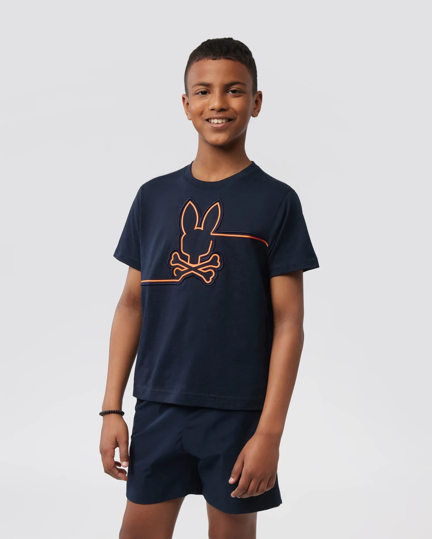 Psycho Bunny Kids Chester Embroidery Graphic Tee - Navy