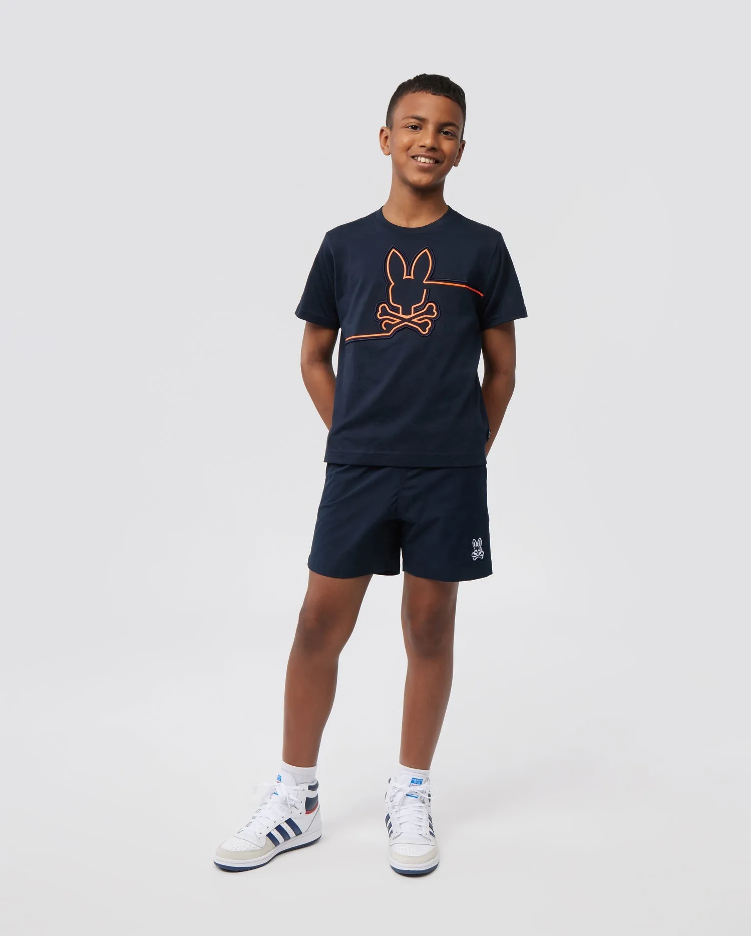 Psycho Bunny Kids Chester Embroidery Graphic Tee - Navy