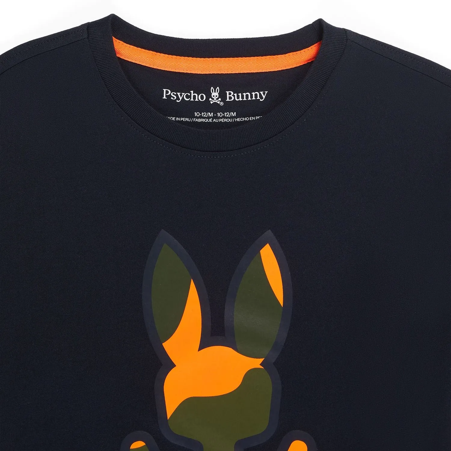 Psycho Bunny Kids Plano Camo Print Graphic Tee - Navy