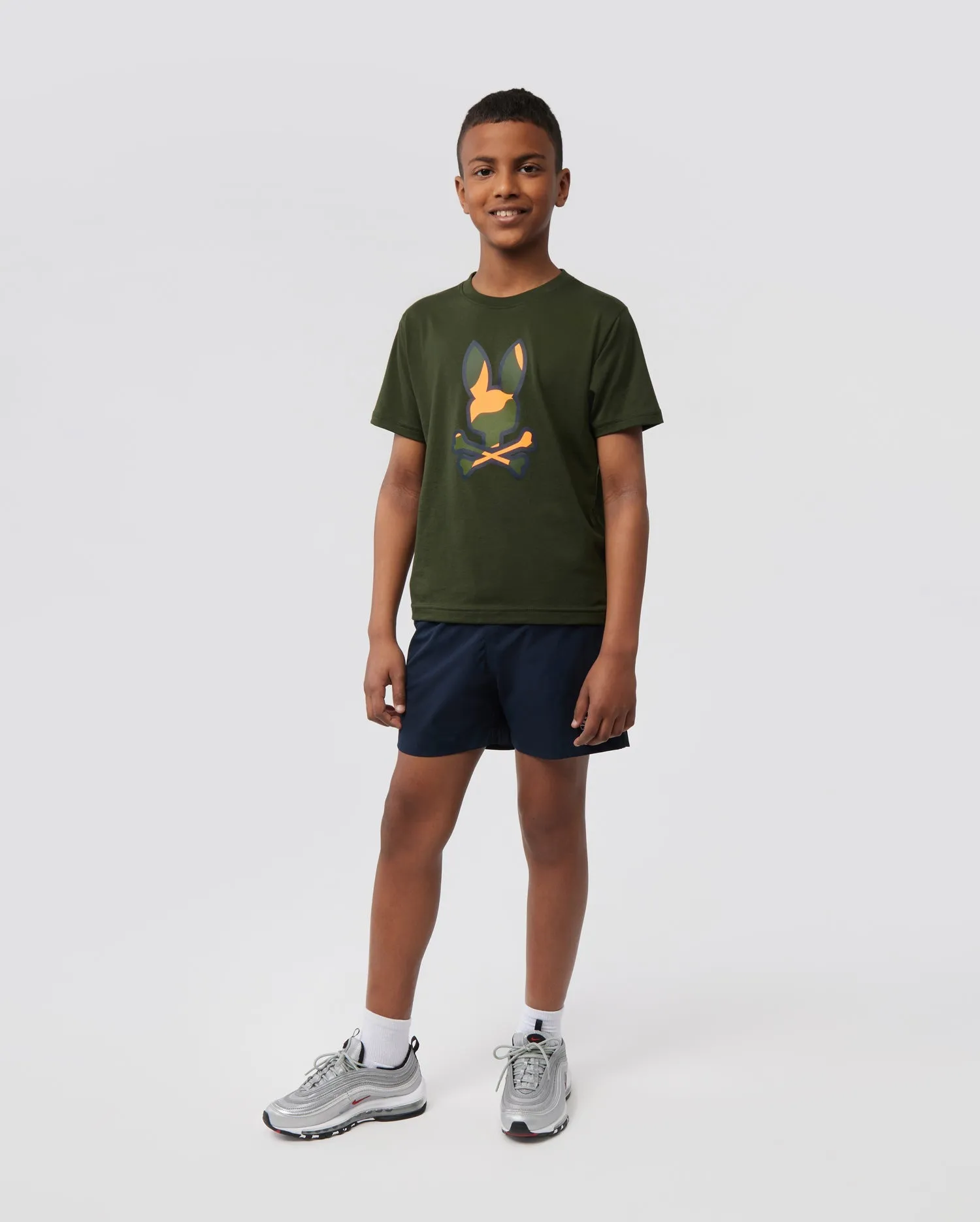 Psycho Bunny Kids Plano Camo Print Graphic Tee - Navy