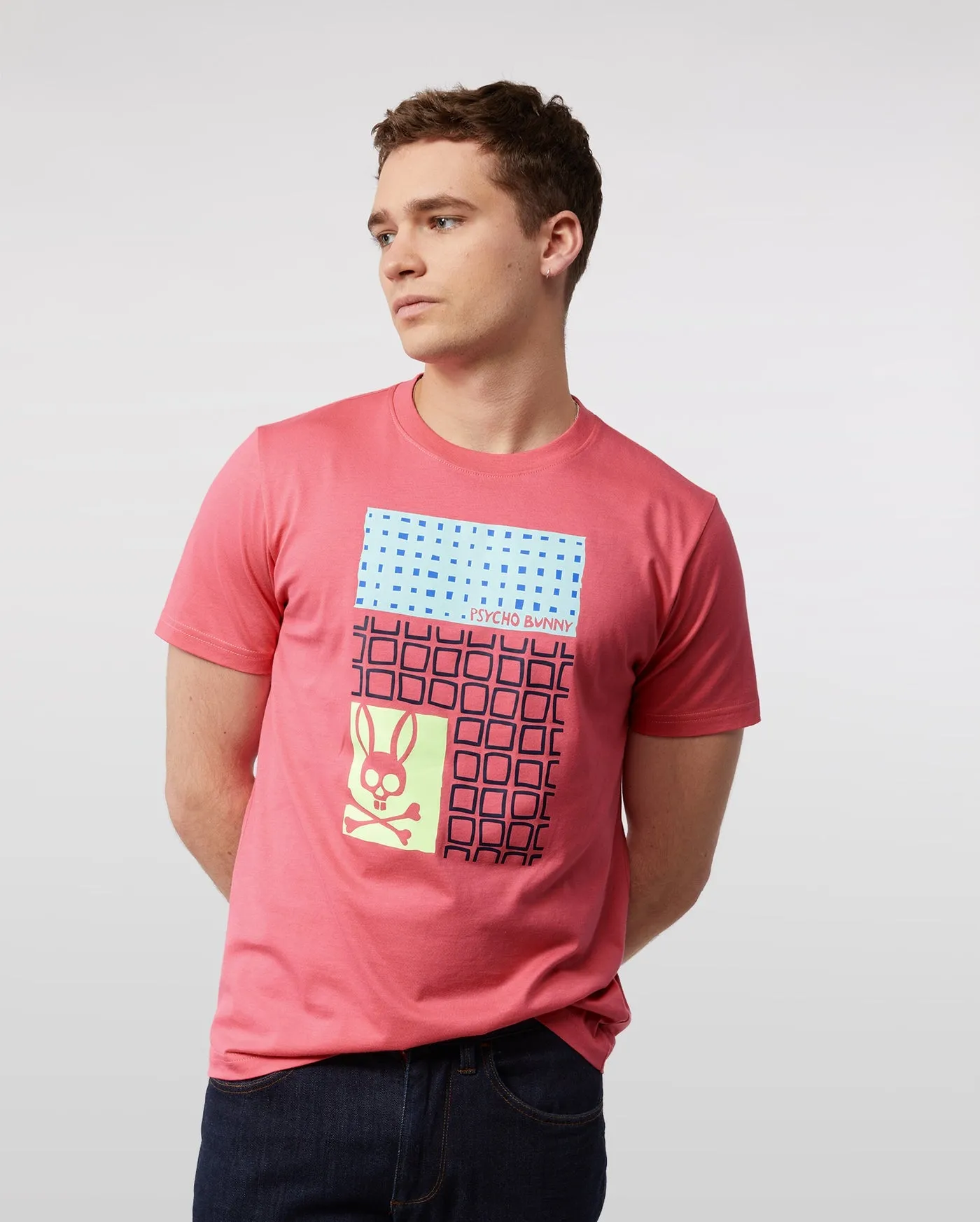 Psycho Bunny Mens Bevans Graphic Tee - Azalea Pink