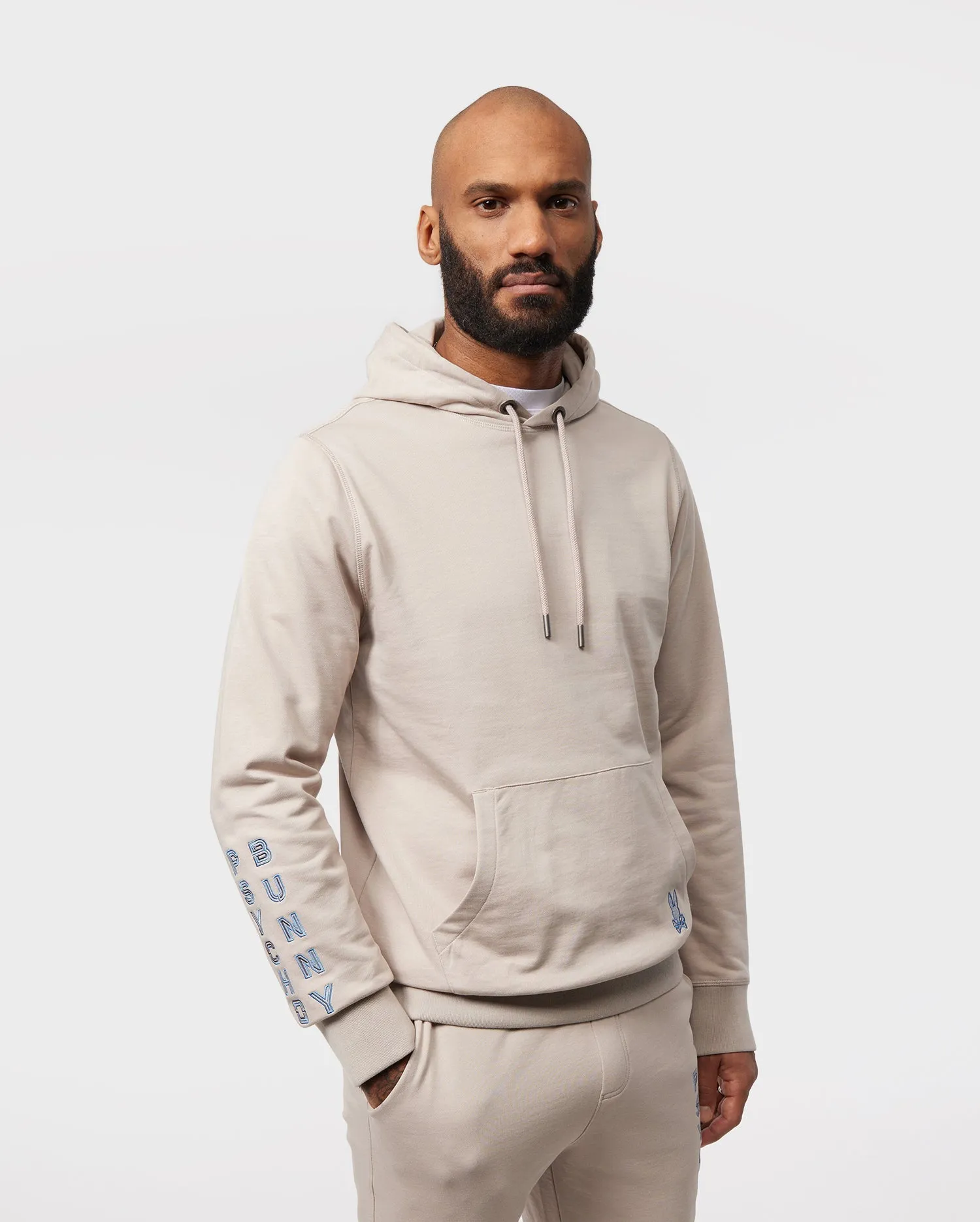 Psycho Bunny Mens Dammes Popover Hoodie - Sandstone