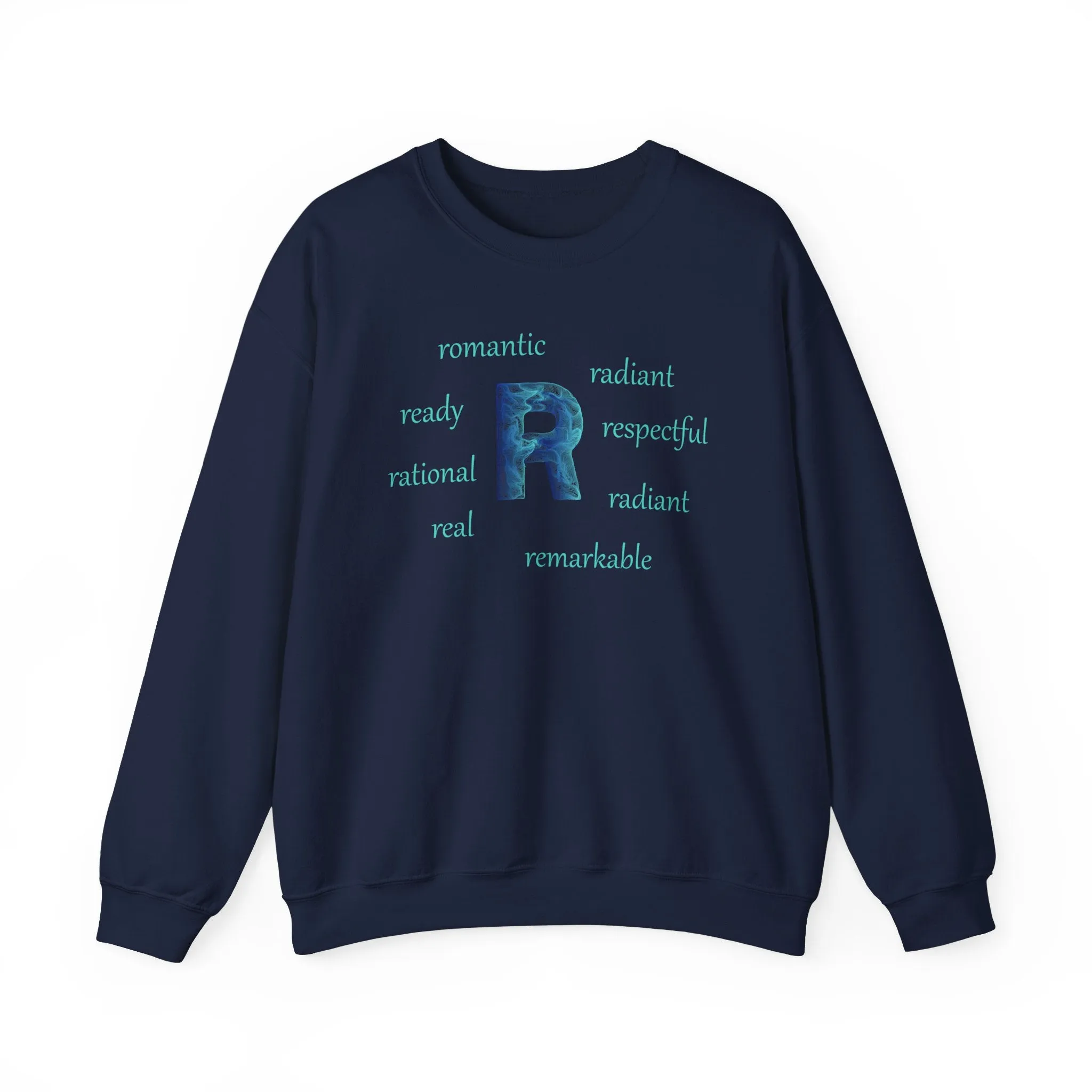 R Alphabet Sweatshirt, Alphabet Initial "R" Motivational, Optimistic, Mental Health Unisex Heavy Blend™ Crewneck Sweatshirt, Self-affirming Sweatshirt