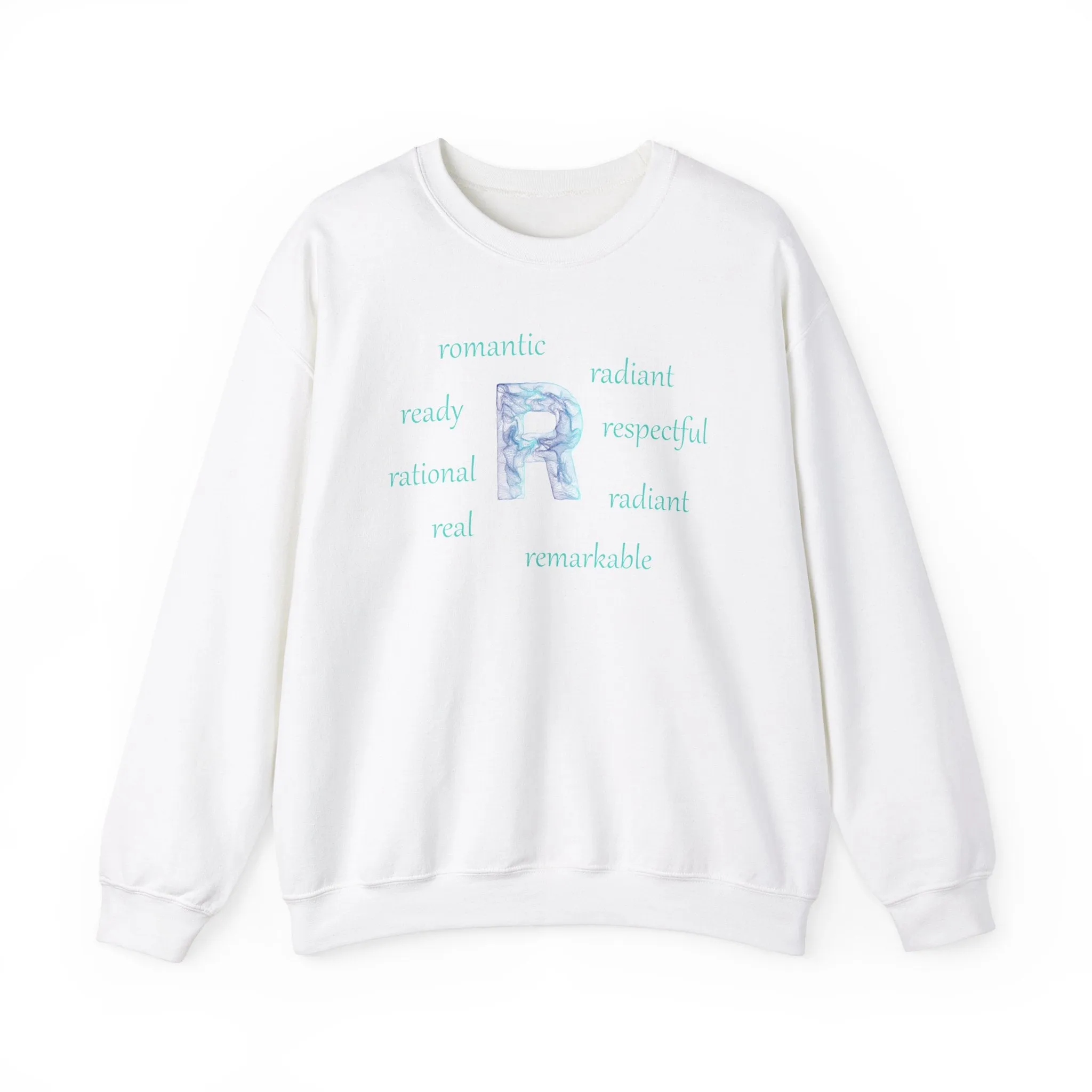 R Alphabet Sweatshirt, Alphabet Initial "R" Motivational, Optimistic, Mental Health Unisex Heavy Blend™ Crewneck Sweatshirt, Self-affirming Sweatshirt