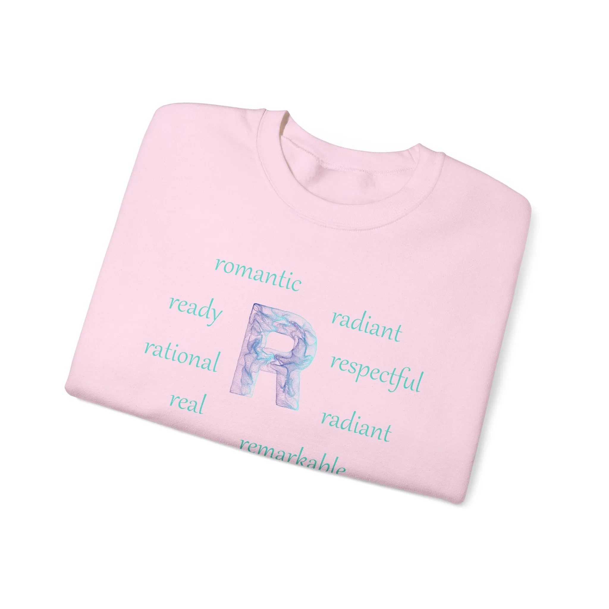 R Alphabet Sweatshirt, Alphabet Initial "R" Motivational, Optimistic, Mental Health Unisex Heavy Blend™ Crewneck Sweatshirt, Self-affirming Sweatshirt