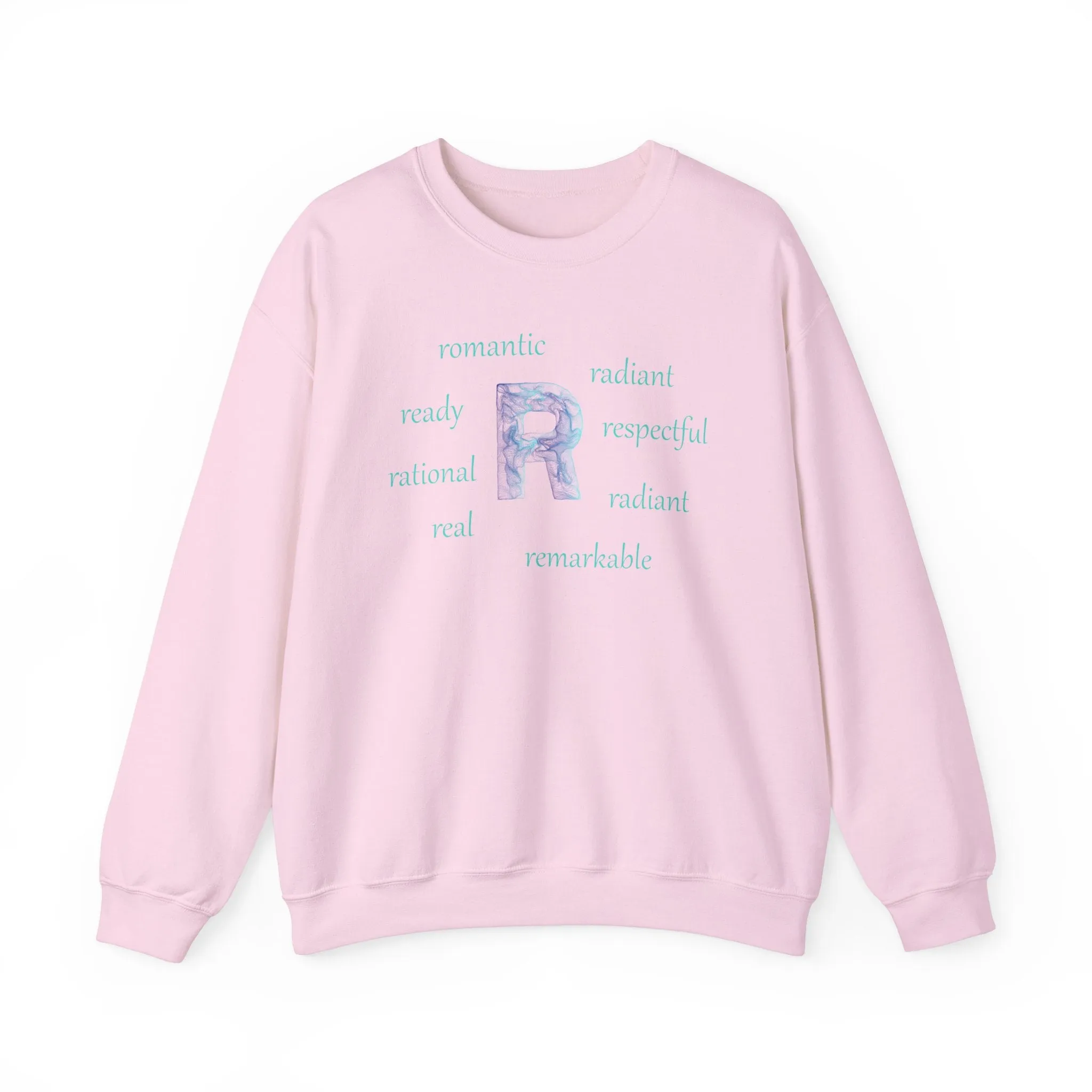 R Alphabet Sweatshirt, Alphabet Initial "R" Motivational, Optimistic, Mental Health Unisex Heavy Blend™ Crewneck Sweatshirt, Self-affirming Sweatshirt