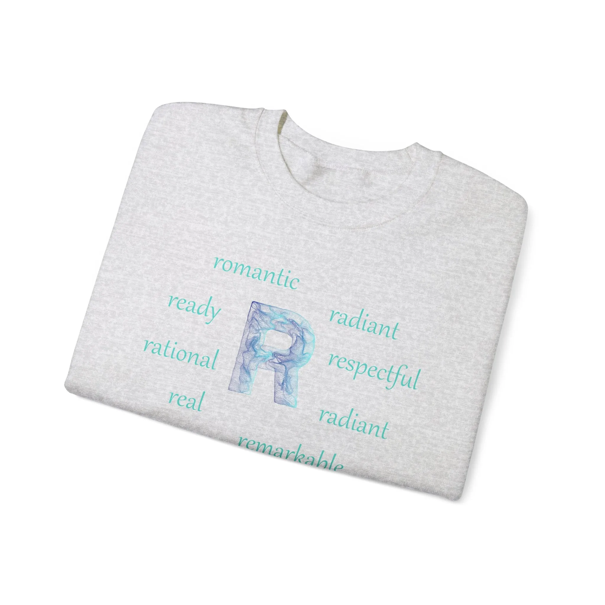 R Alphabet Sweatshirt, Alphabet Initial "R" Motivational, Optimistic, Mental Health Unisex Heavy Blend™ Crewneck Sweatshirt, Self-affirming Sweatshirt