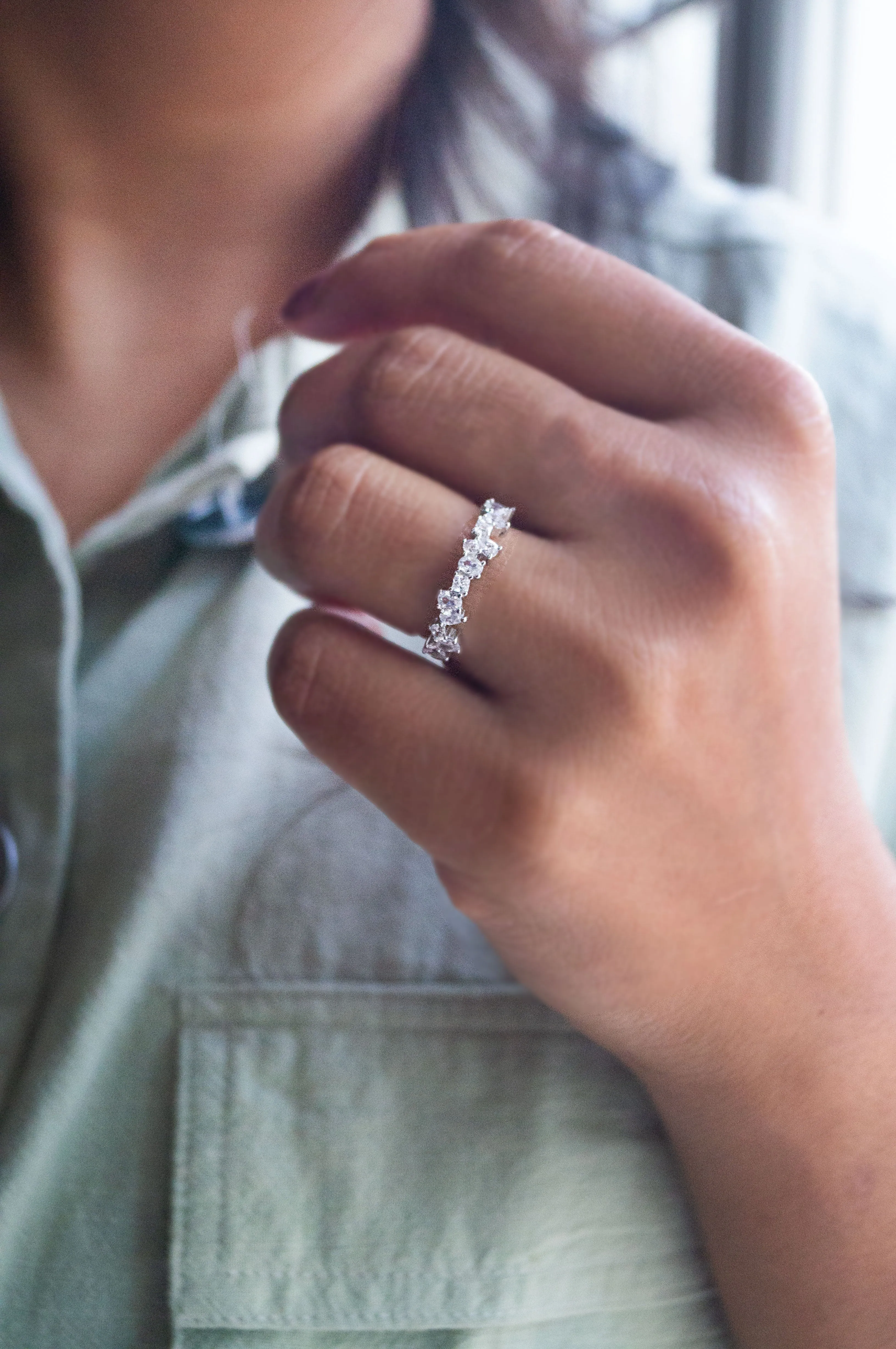 Random Sparkle Rose Gold Plated Sterling Silver Ring