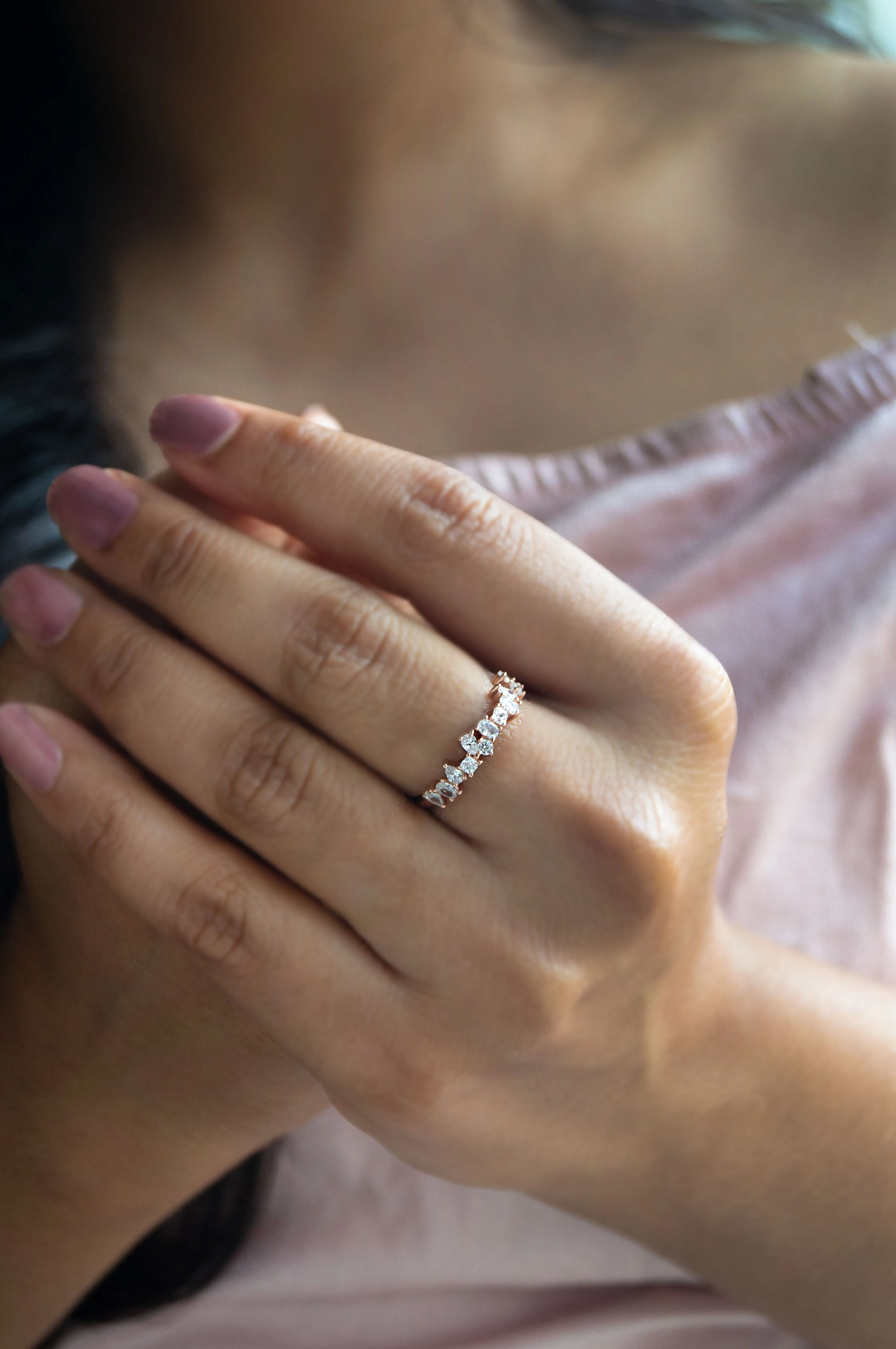 Random Sparkle Rose Gold Plated Sterling Silver Ring