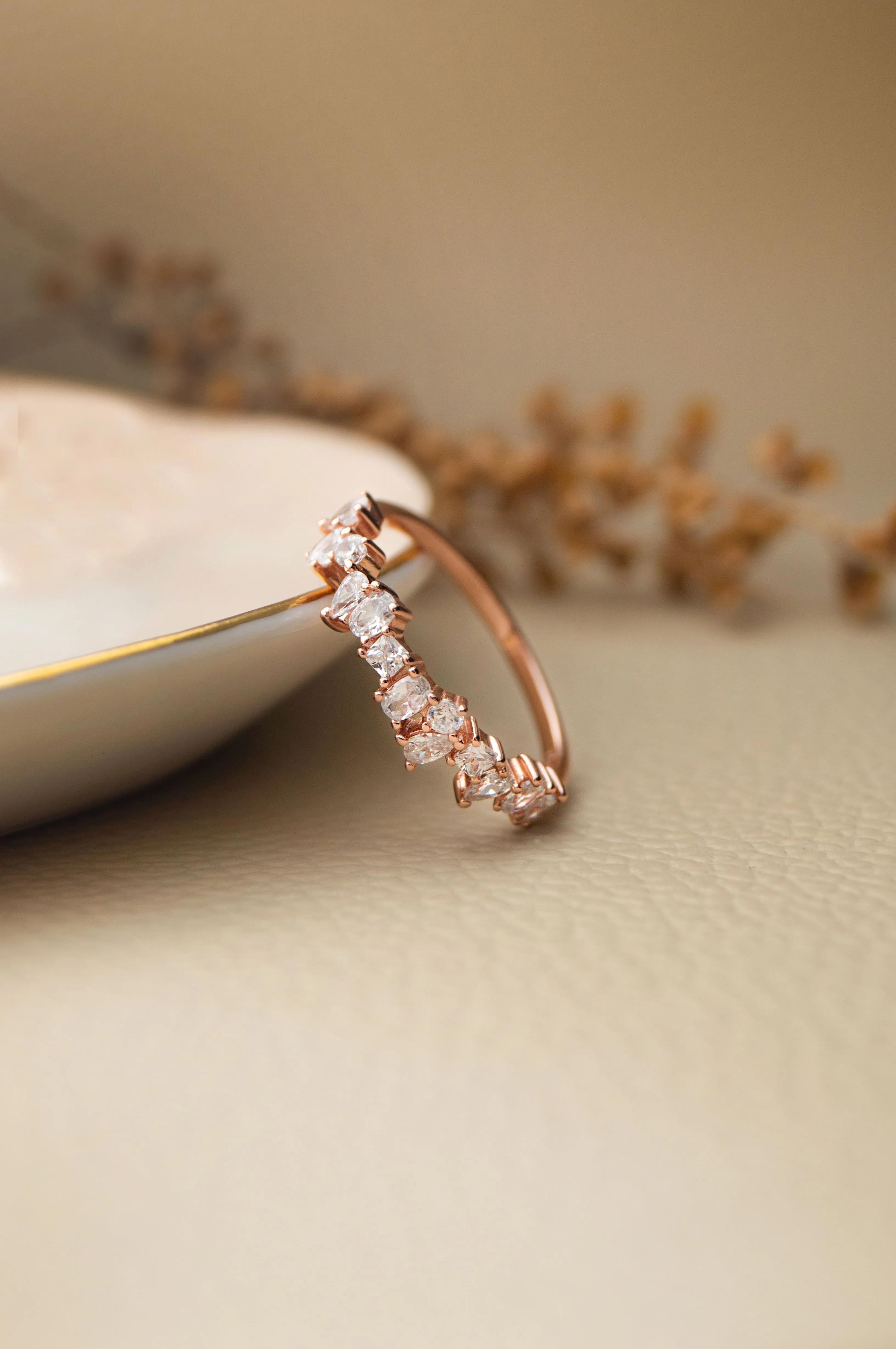 Random Sparkle Rose Gold Plated Sterling Silver Ring