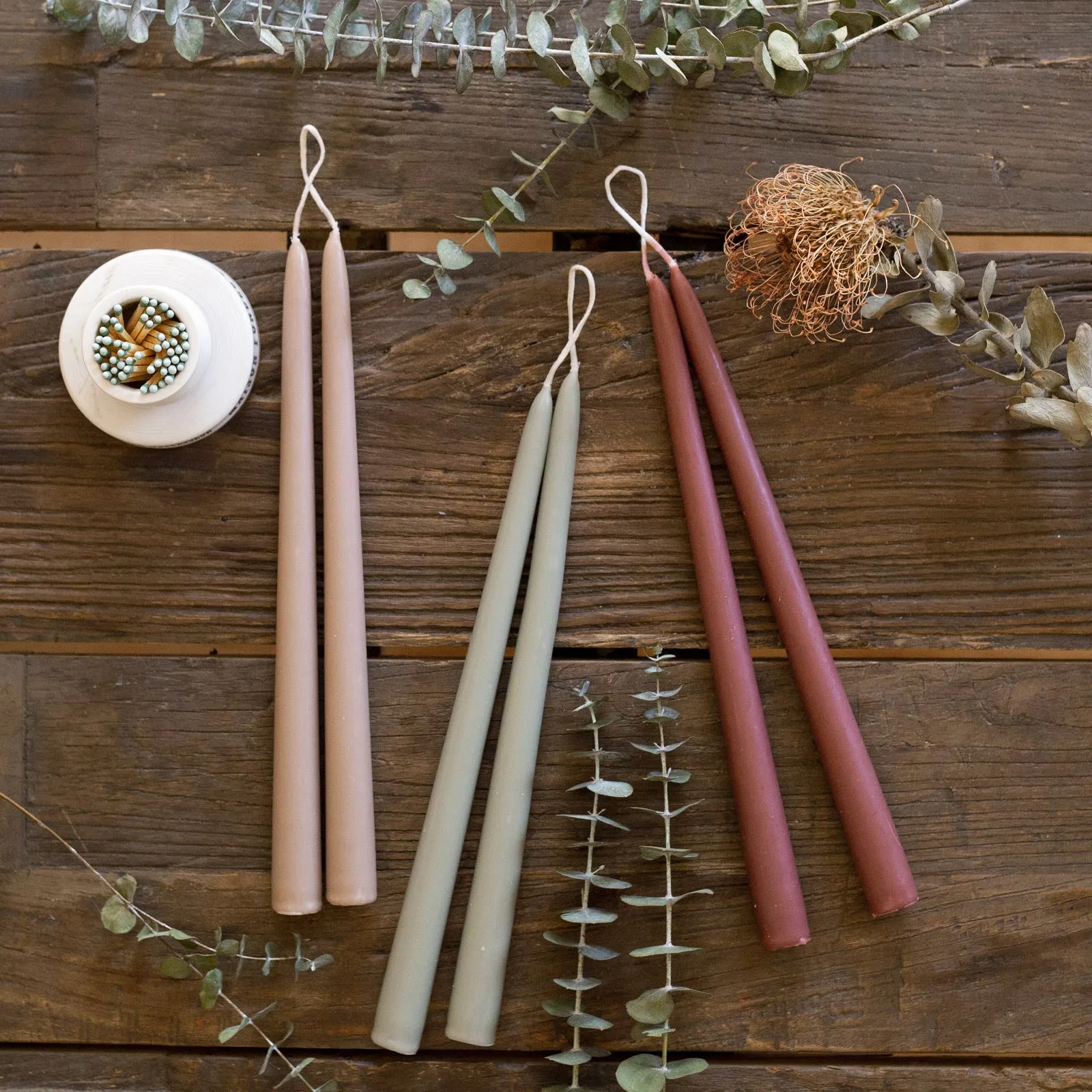 Rose Scented Beeswax 12-Inch Taper Candles  - 1 Pair