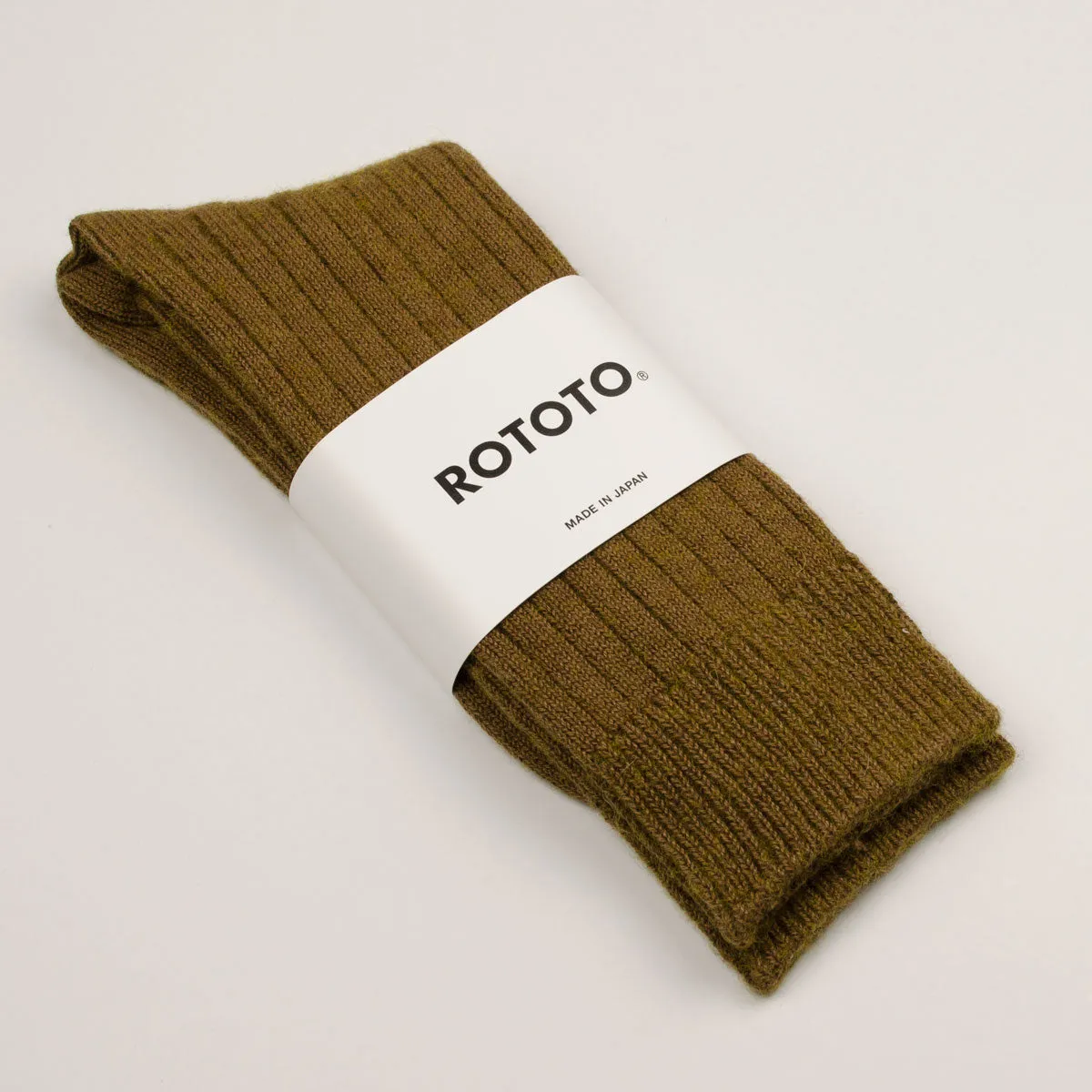 RoToTo - Cotton Wool Rib Socks - O.D.