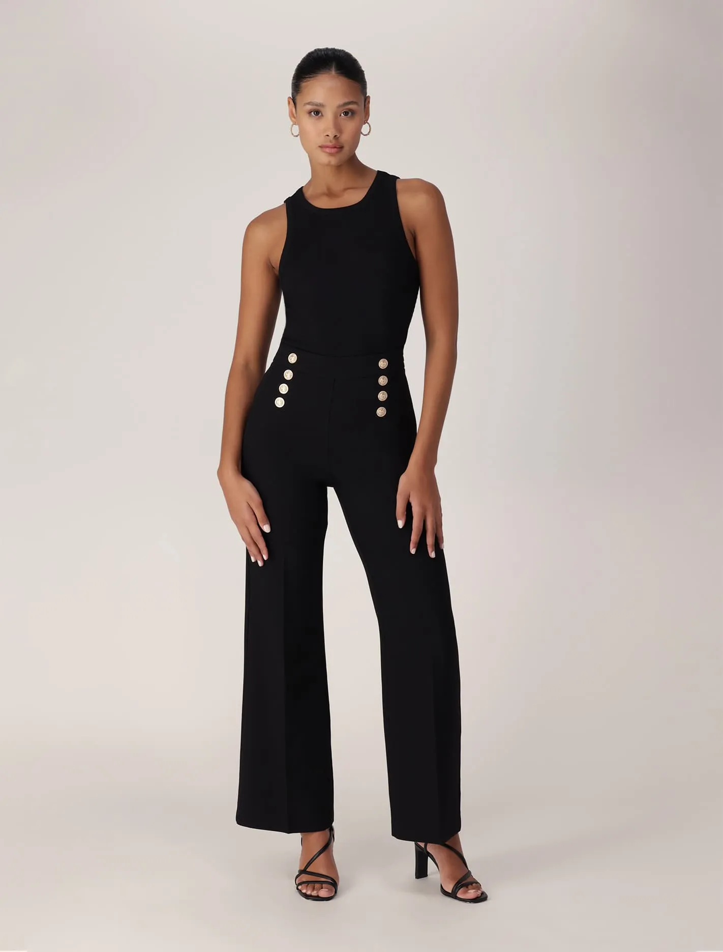 Sara Button Up Slim Flare Pants