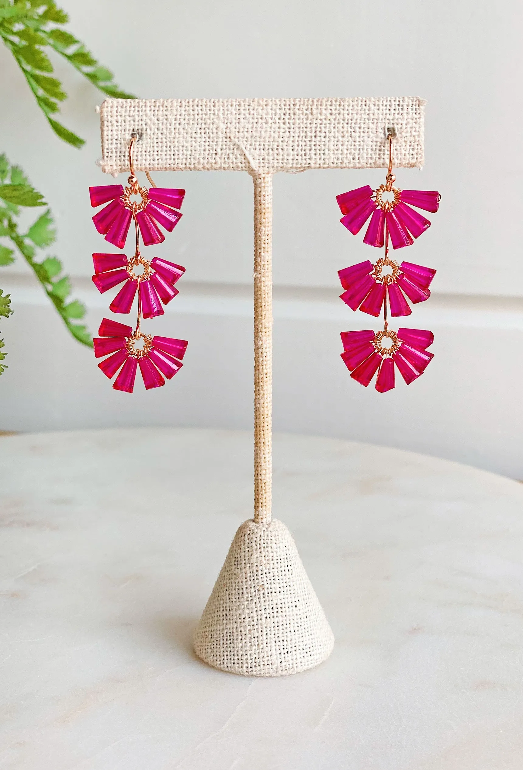 Sarah Drop Earrings in Fuchsia