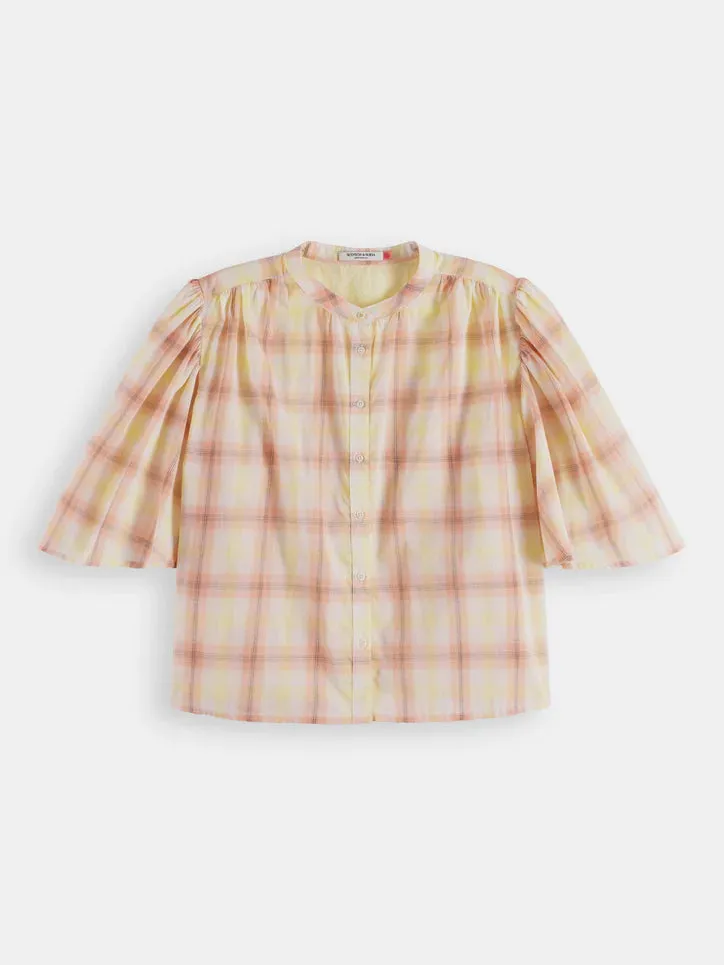 Scotch & Soda-6139 Shadow Plaid flutter sleeve shirt