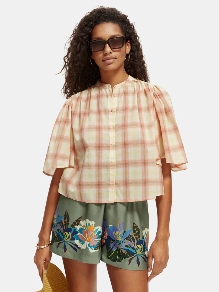 Scotch & Soda-6139 Shadow Plaid flutter sleeve shirt