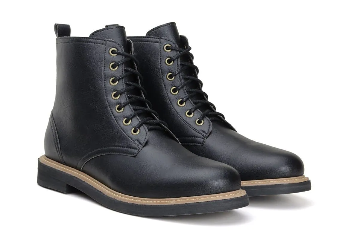 'Standard' classic lace-up boot in high-quality vegan leather by Brave Gentleman - black