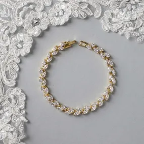 Tennis Bracelet of Marquise Leaf Jewels