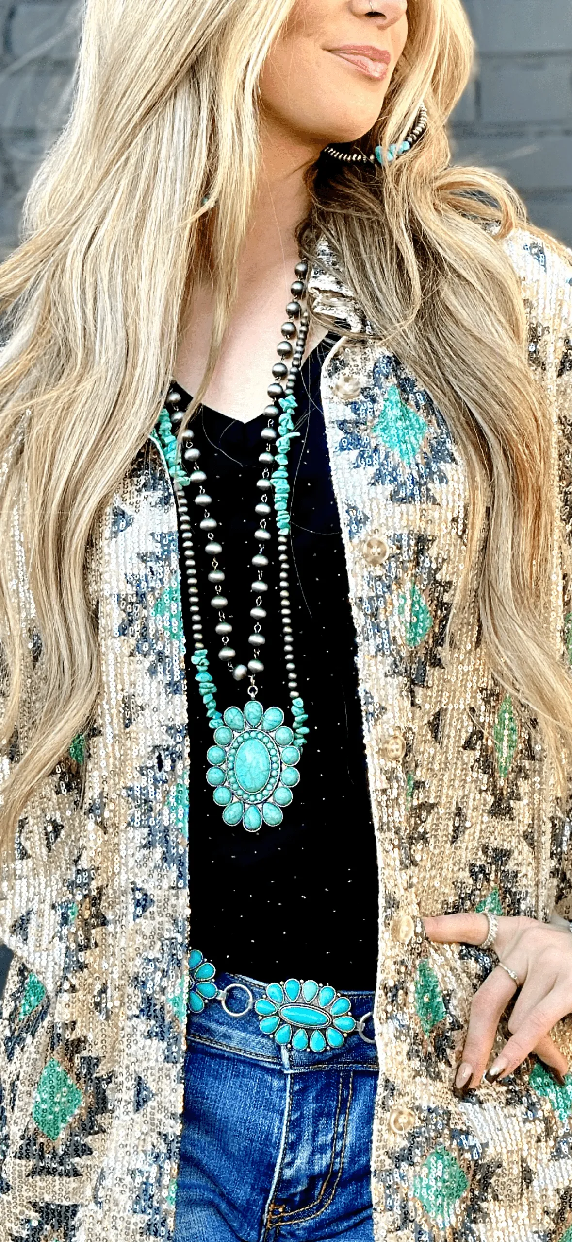 The Cheyenne Silver & Turquoise Necklace is