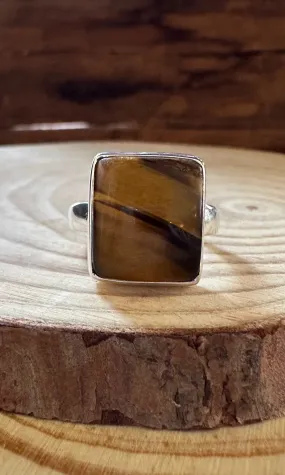 TIGER'S EYE and Silver Ring Size 7