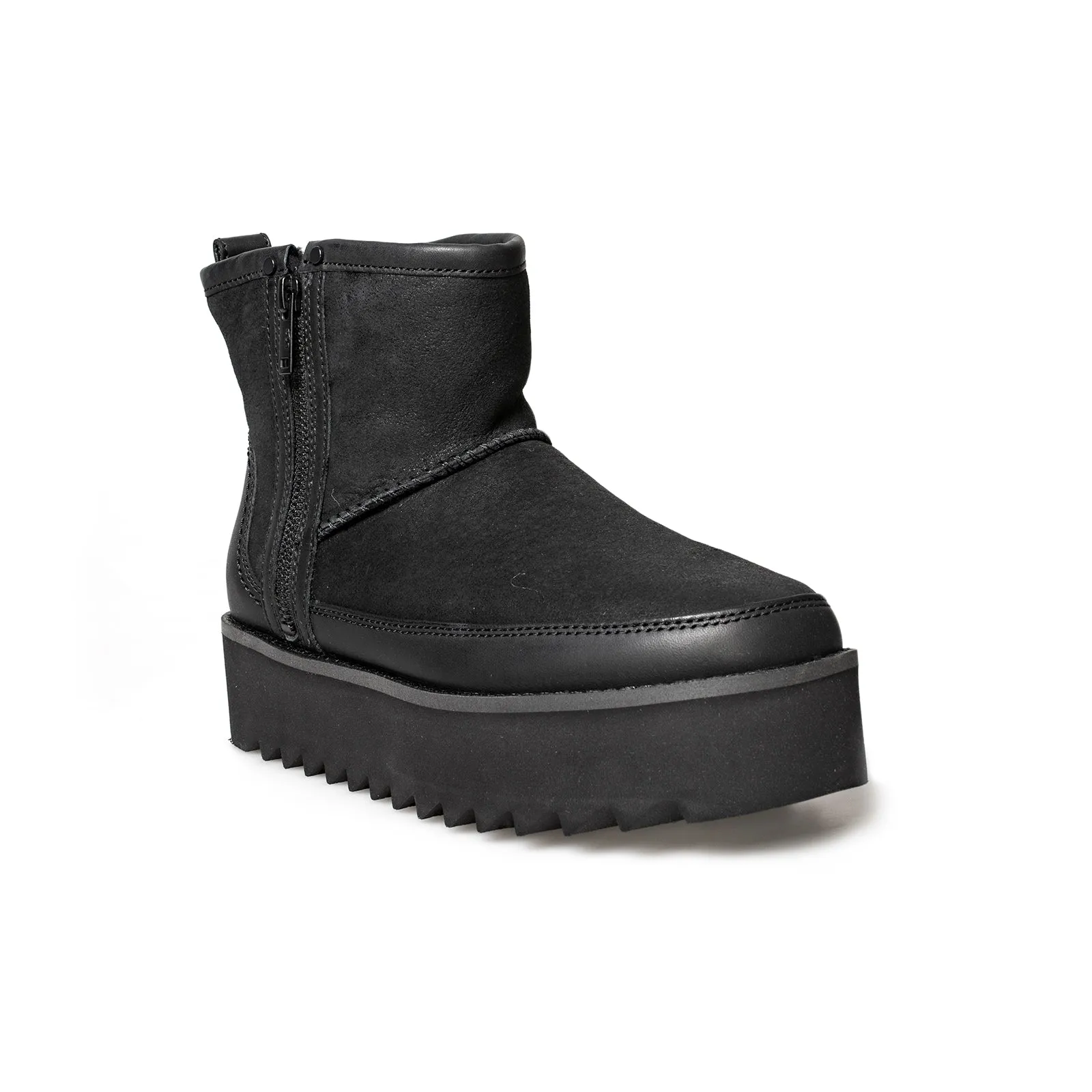 UGG Classic Rebel Biker Mini Black Boots - Women's