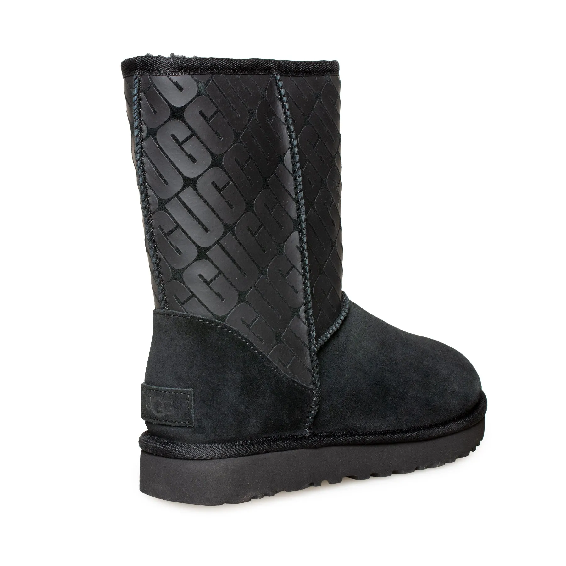 UGG Classic Short II UGG Logo Black Boots - Women's