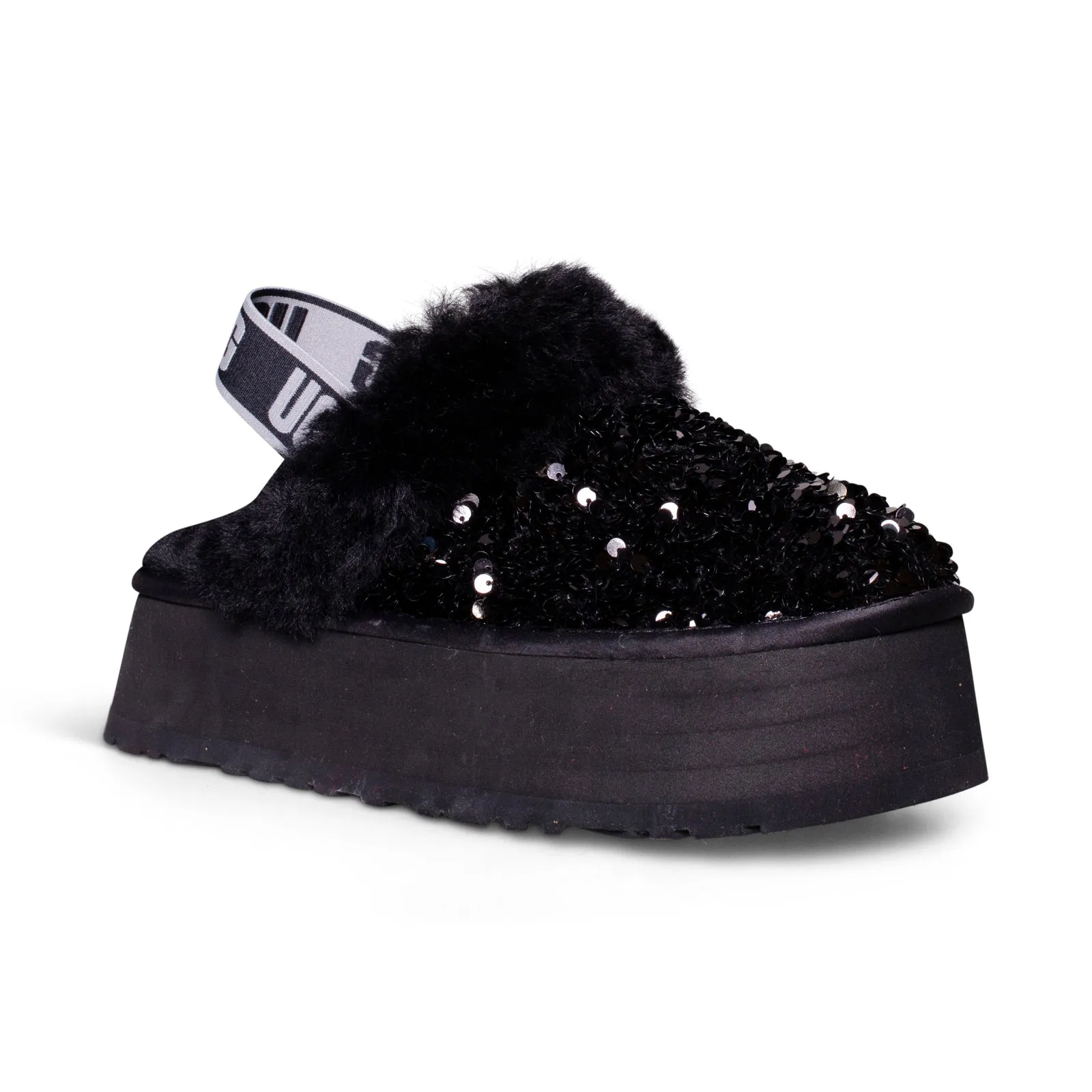 UGG Funkette Chunky Sequin Black Slippers - Women's